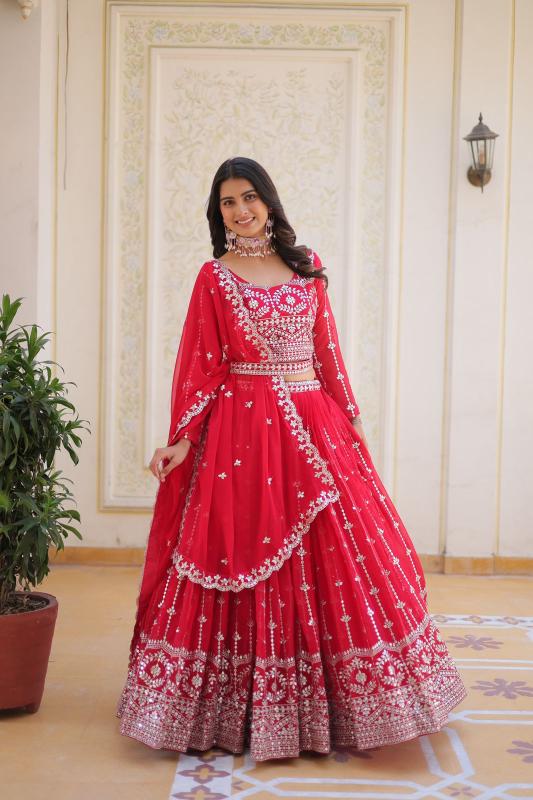 Ram-085 Georgette red Wholesale lehenga choli suppliers in Pune